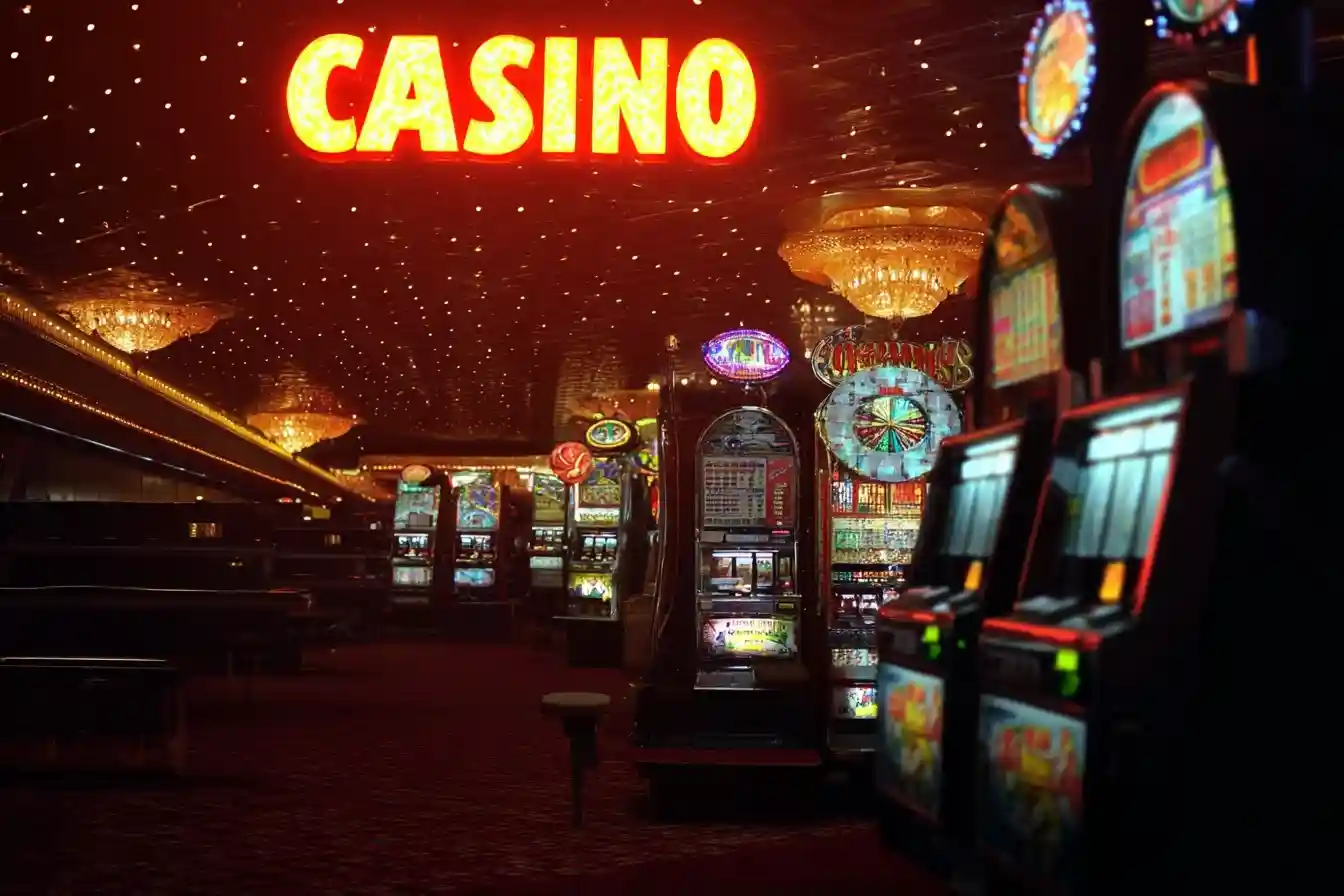 An illustration of a colorful online slot game